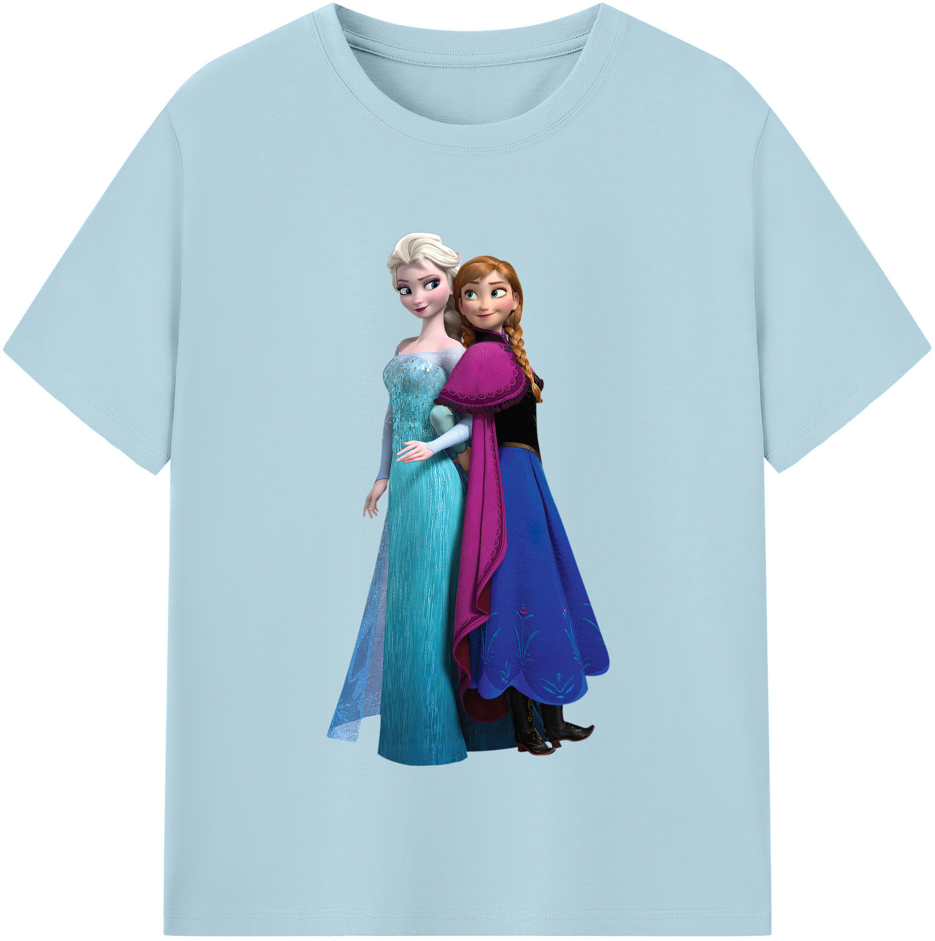 （画像用） アナと雪の女王 アンナ エルサ Frozen Anna Elsa 綿100％半袖Tシャツ（フロントプリント）